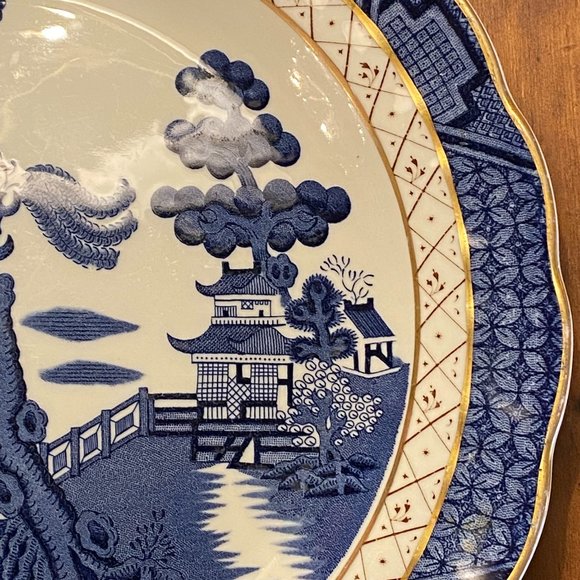 Booths REAL OLD WILLOW Blue & White Transferware Dinner Plate - Picture 5 of 9